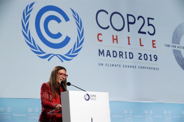 La chilena Carolina Schmidt, presidenta de la COP25, durante la comparecencia en la Cumbre del Clima de Madrid (COP25). 