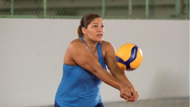 La dominicana Prisilla Rivera capitana de las “Reinas del Caribe” posa durante un entrenamiento el 30 de marzo de 2021, en Santo Domingo, República Dominicana.