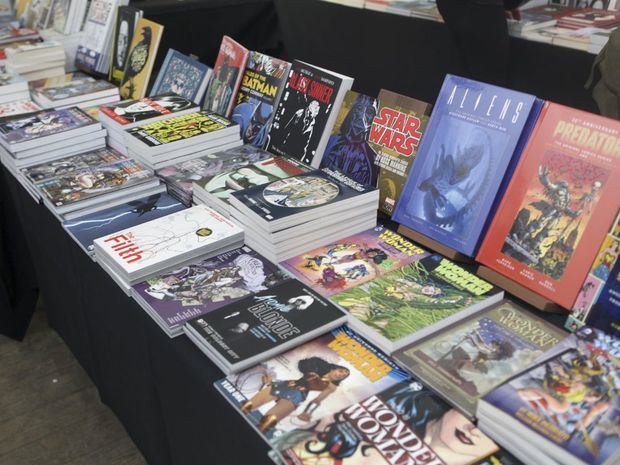 Imagen de un stand en una ''Fiesta del Cómic'' por las calles de Bruselas.