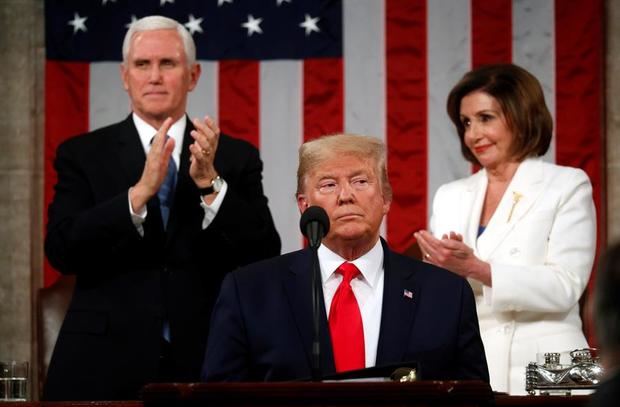 El presidente de EE.UU., Donald Trump, en un momento de su intervención en el Capitolio. 