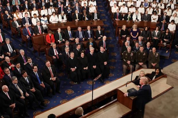 El presidente de EE.UU, Donald J. Trump, en momento de su discurso sobre el Estado de Unión en el Capitolio. 