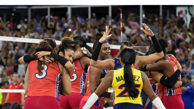 Vista de las jugadoras de la selección dominicana femenina de voleibol.
