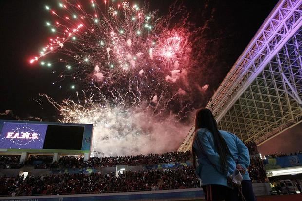 Costa Rica también fue sede del Mundial Femenino de Fútbol Sub17 en 2014. En la imagen se observan los juegos artificiales de la ceremonia inaugural de ese evento. 
