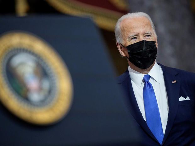 El presidente de EE.UU., Joe Biden, en la conmemoración del primer aniversario del asalto al Capitolio en Washington, EE.UU.