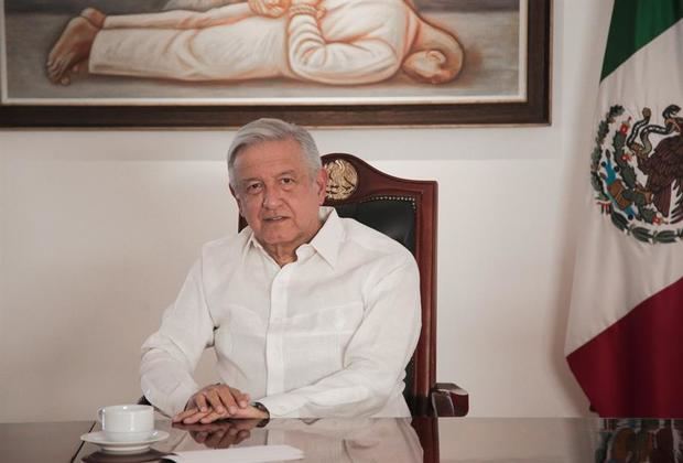 El presidente mexicano, Andrés Manuel López Obrador, durante un mensaje al país desde el Palacio Nacional de Ciudad de México, México.