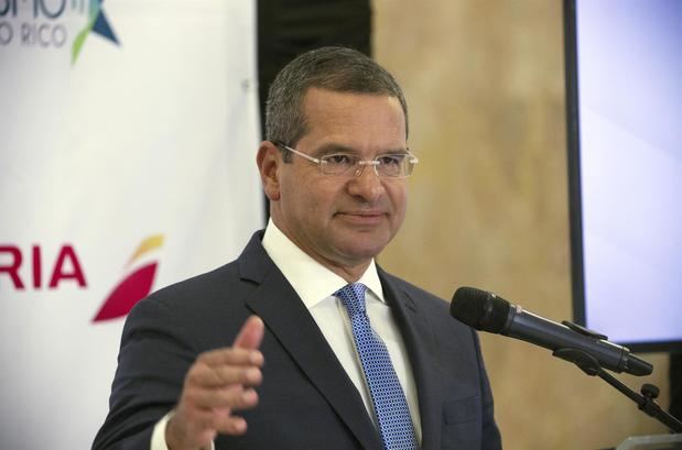 El gobernador de Puerto Rico, Pedro Pierluisi, fue registrado este jueves, durante una rueda de prensa, en San Juan, Puerto Rico.