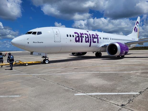 Modelo de flota avión de la aerolínea de bajo costo Arajet. 