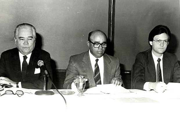 Desde la izquierda, los señores Alejandro E. Grullón E., Pedro A. Rodríguez y Manuel
A. Grullón.