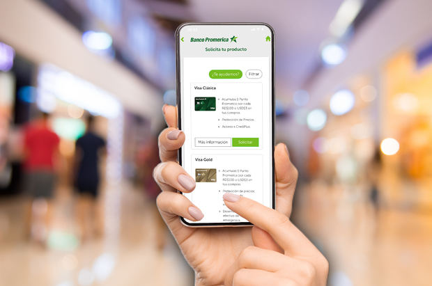 A través de la aplicación móvil los clientes nuevos y existentes pueden solicitar y obtener tarjeta de crédito sin necesidad de trasladarse a una sucursal o llamar.