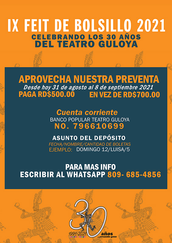Teatro Guloya está organizando el ”IX Festival Iberoamericano Teatro de Bolsillo 2021”