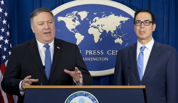 El secretario de Estado de EE.UU., Mike Pompeo, y el Secretario del Tesoro, Steven Mnuchin