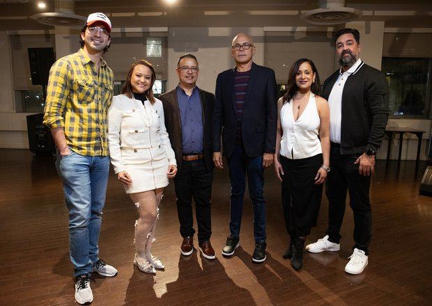  Mario Peguero, Kissayri Mercado, Freddy Vargas, director del festival Armando Guareño, Maite Bonilla y Marc Mejía.