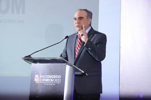 El presidente del Conep, Celso Juan Marranzini, habla en el acto.