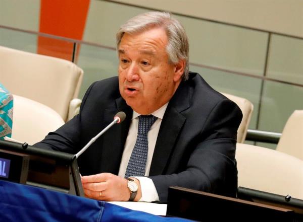 Fotografía de archivo que muestra al secretario general de la ONU, Antonio Guterres, durante una comparecencia en Nueva York (EE.UU.).