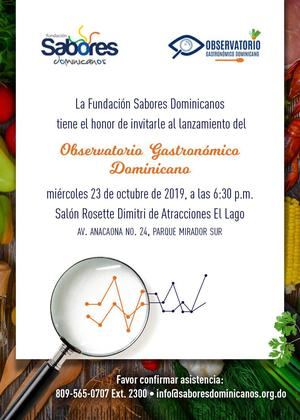 Lanzamiento del "Observatorio Gastronómico Dominicano, este 23 de octubre