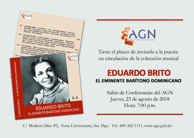  AGN pone a circular la colección musical "Eduardo Brito. El Eminente Barítono”. Jueves 23 