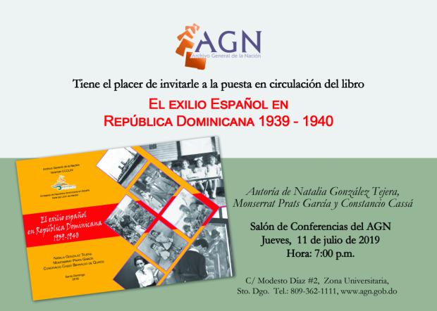 AGN invita - Puesta en circulación: El exilio español en República Dominicana 1939-1940