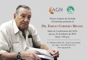  Homenaje P&#243;stumo al Dr. Emilio Cordero Michel este jueves 