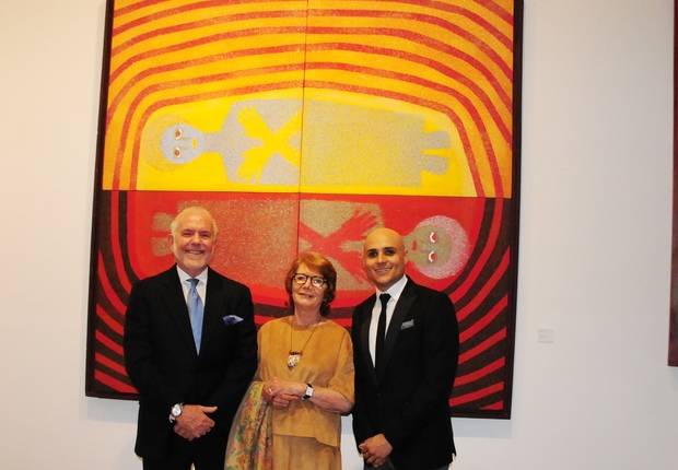 Jorge Hazoury, presidente Patronato, Marianne de Tolentino , curadora exposición y Alex Martínez Suárez, museógrafo .