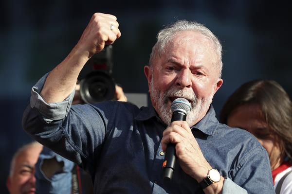 Imagen del pasado primero de mayo del expresidente brasileño Luiz Inácio Lula da Silva, del partido de los Trabajadores (PT). 