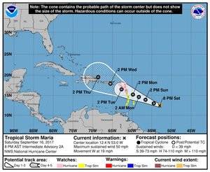 Onamet pronostica que la tormenta María se convertiría en huracán esta tarde 