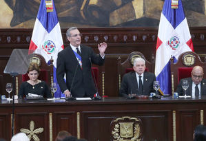 El Presidente Luis Abinader durante su discruso de Rendición de Cuentas el 27 de febrero 2023.