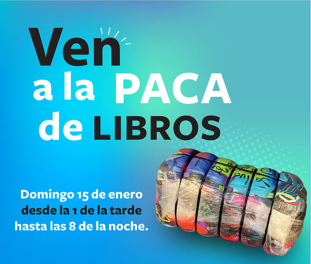 Cartel de La paca de libros, jornada se que monta este domingo 15 en el Centro Cultural Banreservas.