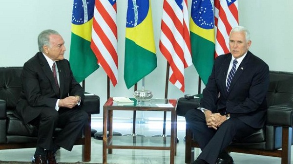 Encuentro de Pence y Temer