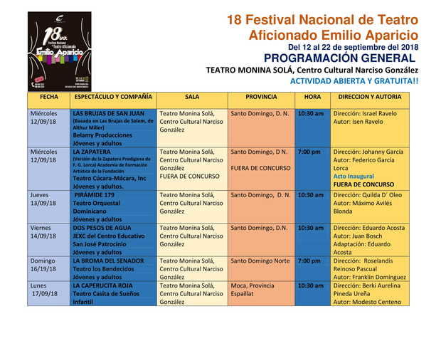 Programación festival.