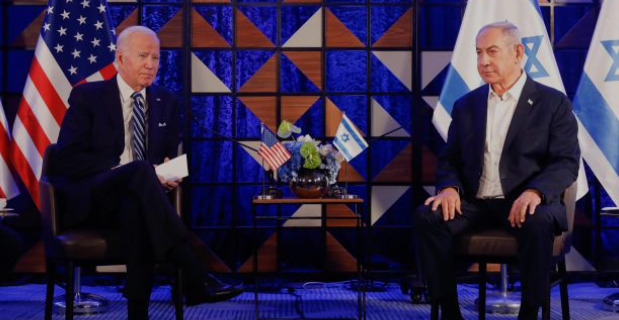 El presidente de Estados Unidos, Joe Biden (i), y el primer ministro de Israel, Benjamín Netanyahu.