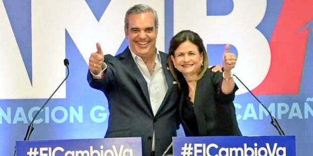 Luis Abinader y Raquel Peña.