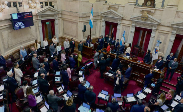 Fotografía que muestra la sesión de debate en el Senado acerca del decreto de necesidad y urgencia (DNU) para desregular la economía dictado en diciembre pasado por el presidente de Argentina Javier Milei.