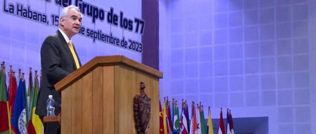 El Secretario Ejecutivo de la CEPAL, José Manuel Salazar-Xirinachs, durante su intervención en la Cumbre G 77 y China.