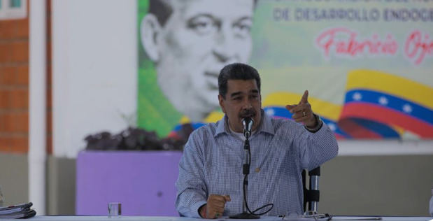 Oficina de Prensa del Palacio de Miraflores que muestra al presidente de Venezuela, Nicolás Maduro, mientras habla durante un acto de Gobierno en Caracas (Venezuela).