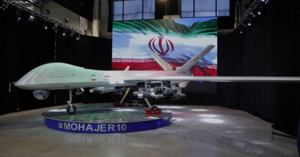 El dron iraní 'Mohajer 10'.