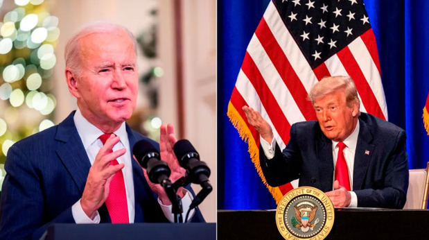 El presidente de Estados Unidos, Joe Biden (i), y el expresidente, Donald J. Trump (d).