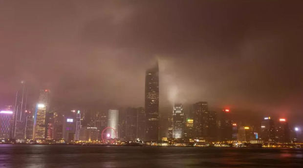 Zona residencial y comercial en Hong Kong, China.