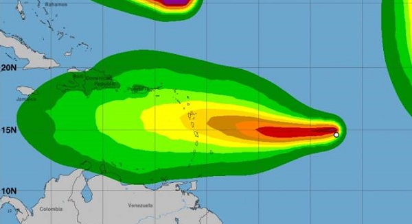 Ubicación de tormenta Isaac