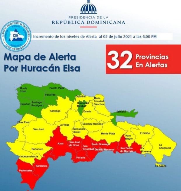 Mapa de alerta del huracàn Elsa.