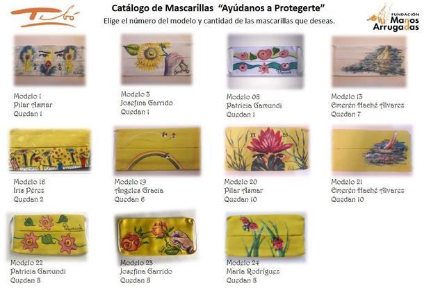 Catalogo de mascarillas artísticas disponibles.