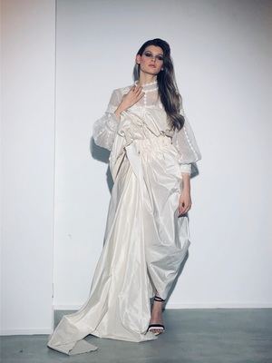 Una de las creaciones de Alta Costura de la firma italiana Aelis para la primavera-verano 2021 presentadas en la Semana de la Moda de París. EFE/Foto cedida