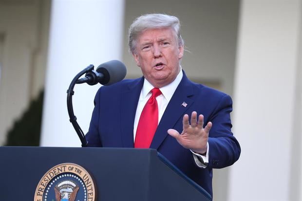 El presidente de los Estados Unidos, Donald J. Trump, habla durante la rueda de prensa del Grupo de Trabajo Coronavirus sobre el coronavirus y la pandemia COVID-19, en el Jardín de las Rosas en la Casa Blanca, en Washington, DC, EE. UU.