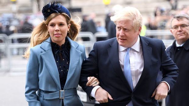 Carrie Symonds y el primer ministro británico, Boris Johnson.