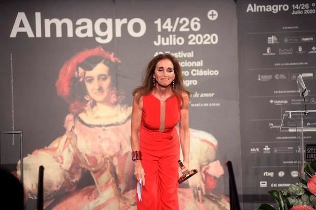 La actriz y cantante Ana Belén durante el acto de entrega del 'Premio Corral' que ha recibido esta noche en la 43 edición del Festival de Teatro Clásico de Almagro. 