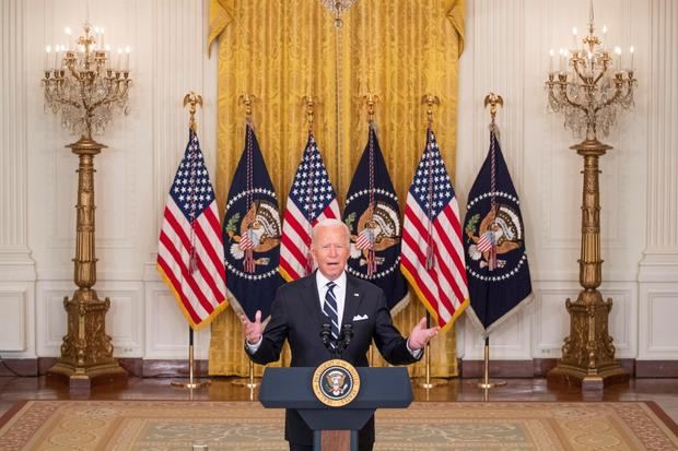 El presidente de Estados Unidos, Joe Biden, habla durante una conferencia de prensa en la Casa Blanca en Washington, EE.UU.