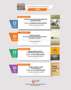 Archivo General de la Nación.- Calendario de actividades correspondiente al mes de abril