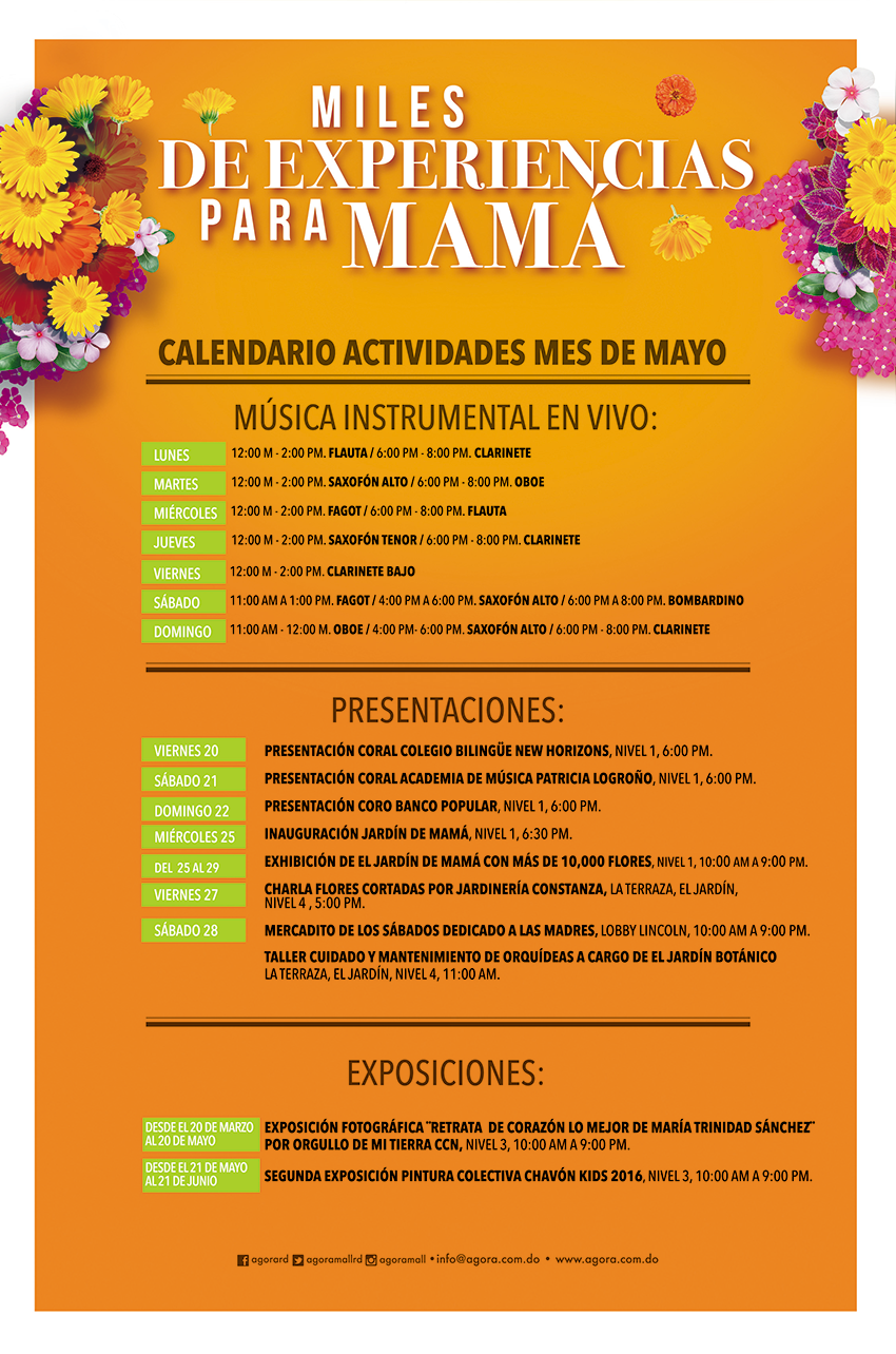 Calendario de Mayo de Ágora Mall