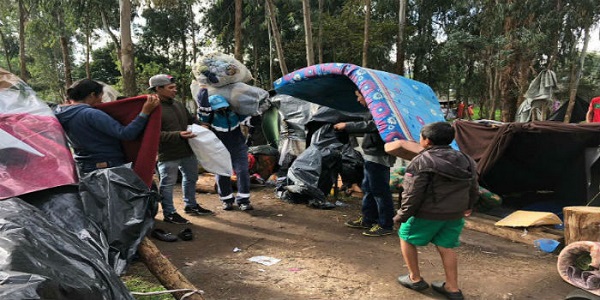 Campamento de migrantes venezolanos