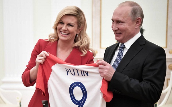 Kolinda Grabar-Kitarovic y Vladimir Putin