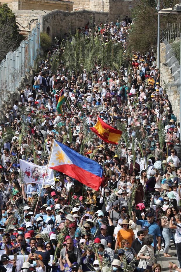 Jerusalén se llena de peregrinos en el primer Domingo de Ramos pospandemia.